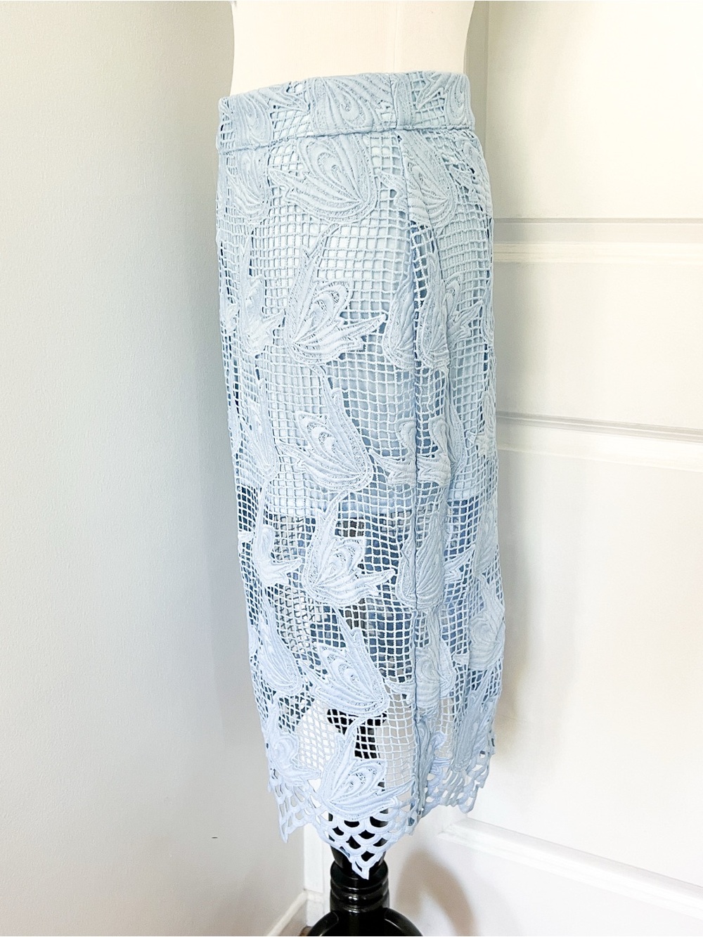 J.O.A. Powder Blue Crochet Midi Skirt - Medium - Picture 3 of 6